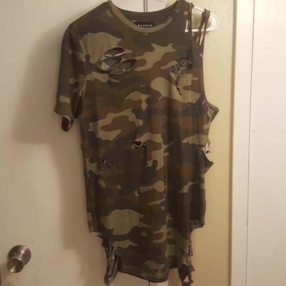 Pacsun Camo distressed shirt - Picture 7 of 8